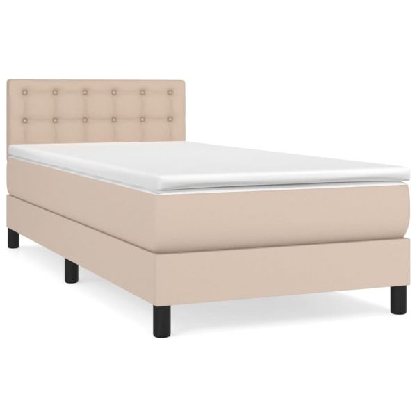 vidaXL Cama com Molas/colchão 80x200 cm Couro Artificial Cappuccino - 61406154