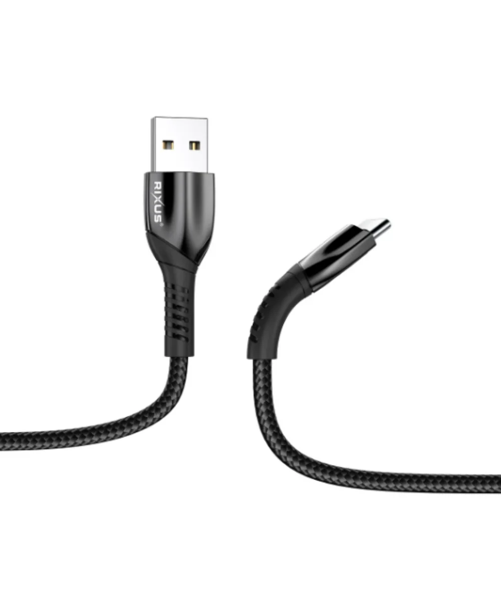 Cabo de dados Rixus 15W USB para Type-C – Preto