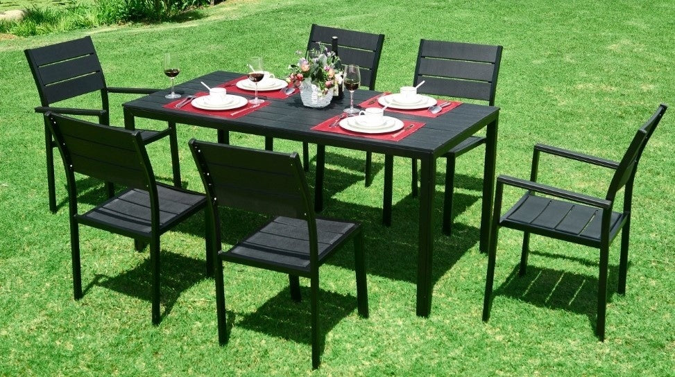 Banco de jardim 156x78 cm preto efeito madeira
