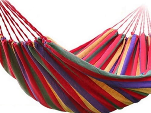 Rede de descanso 200x85 cm algodão riscas vermelhas