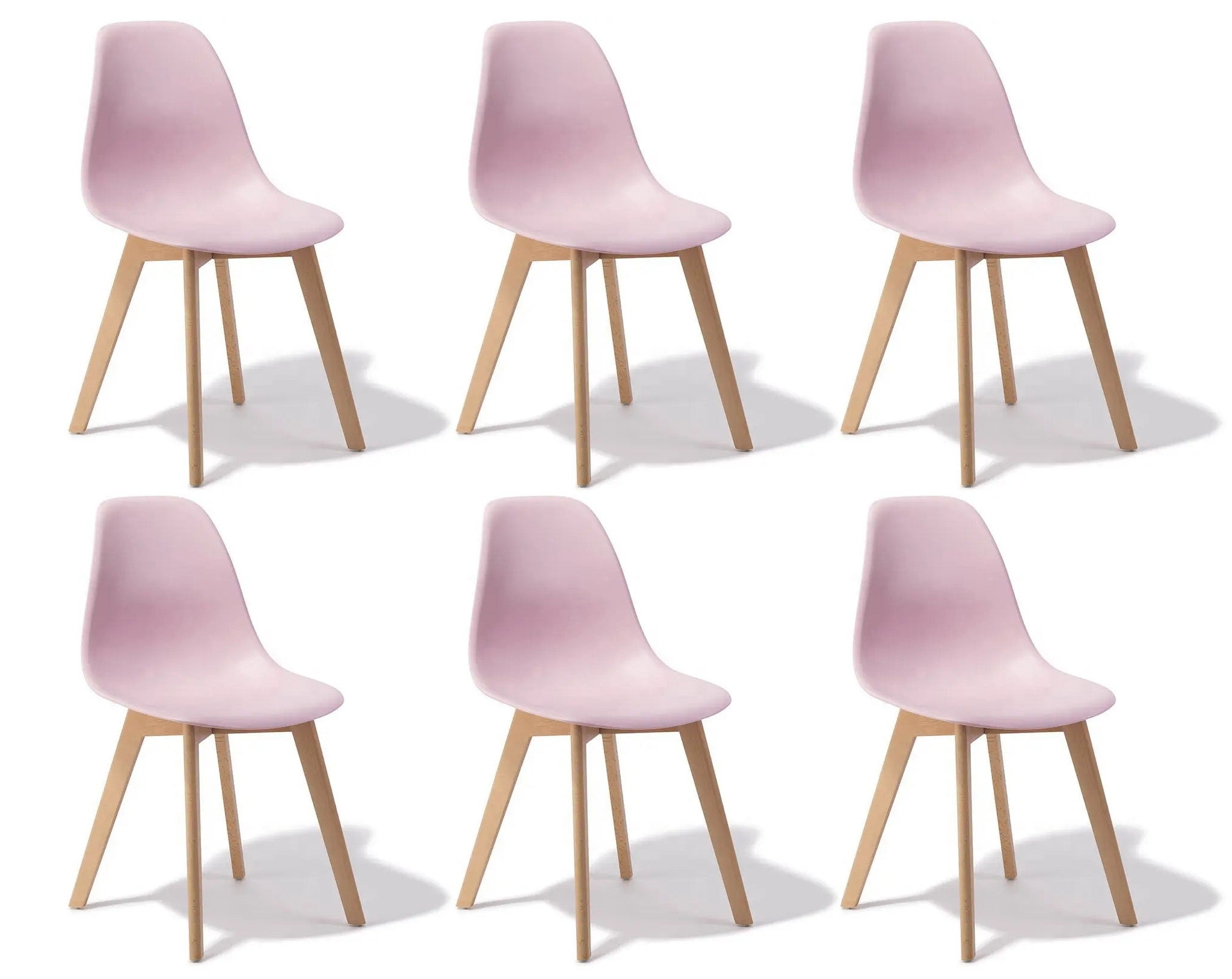 Cadeiras de sala de jantar KITO conjunto de 6 rosa