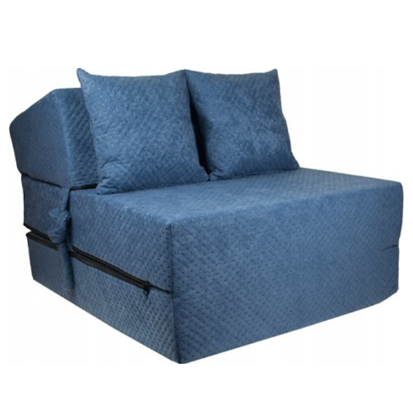 Colchão campismo dobrável 200x70x15 cm azul marinho com almofadas