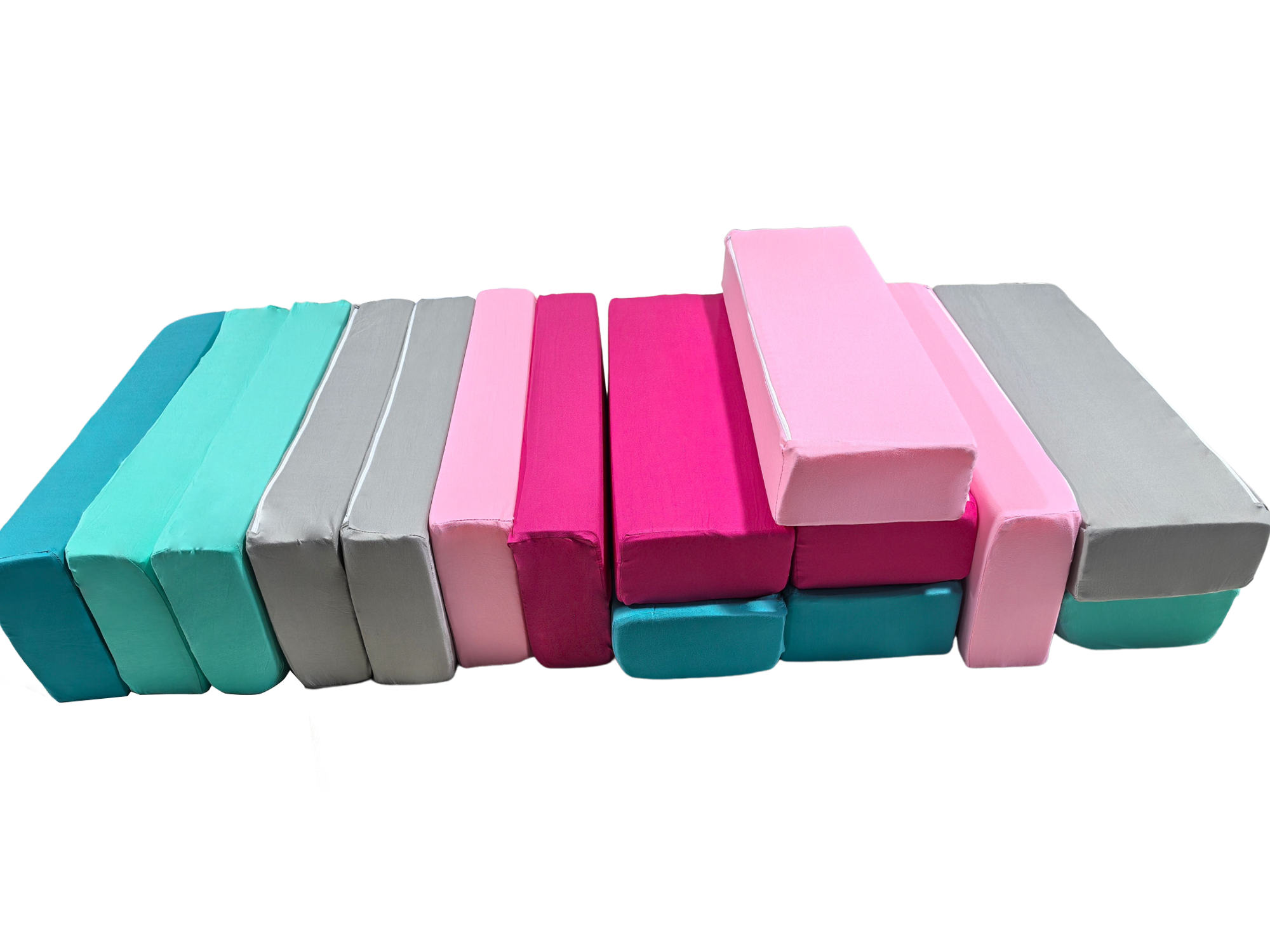 Blocos de espuma tipo Jenga 15 peças azul rosa roxo turquesa