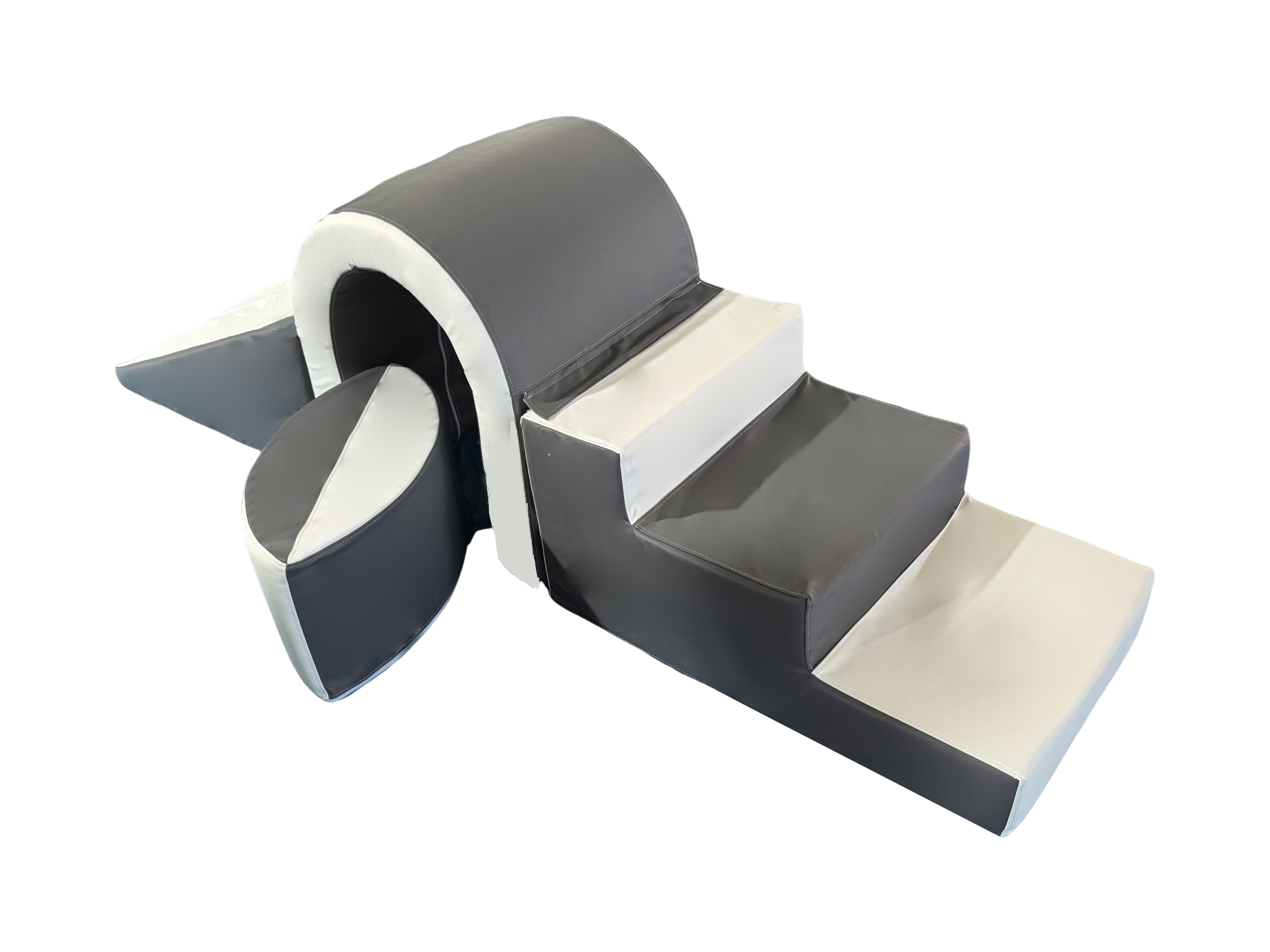 Blocos de espuma Soft Play com ponte e escorrega branco cinzento