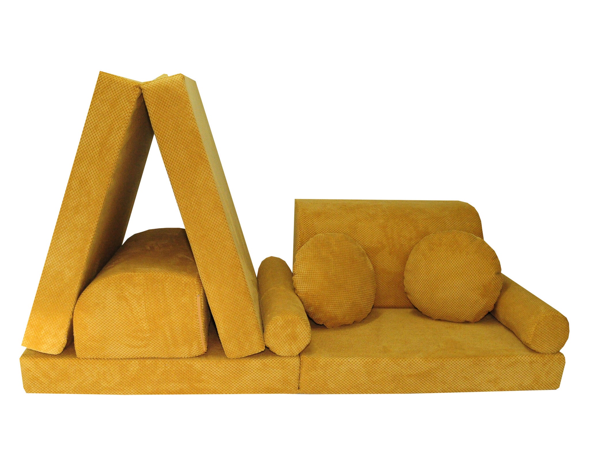 Banco infantil modular tecido malha amarelo mel