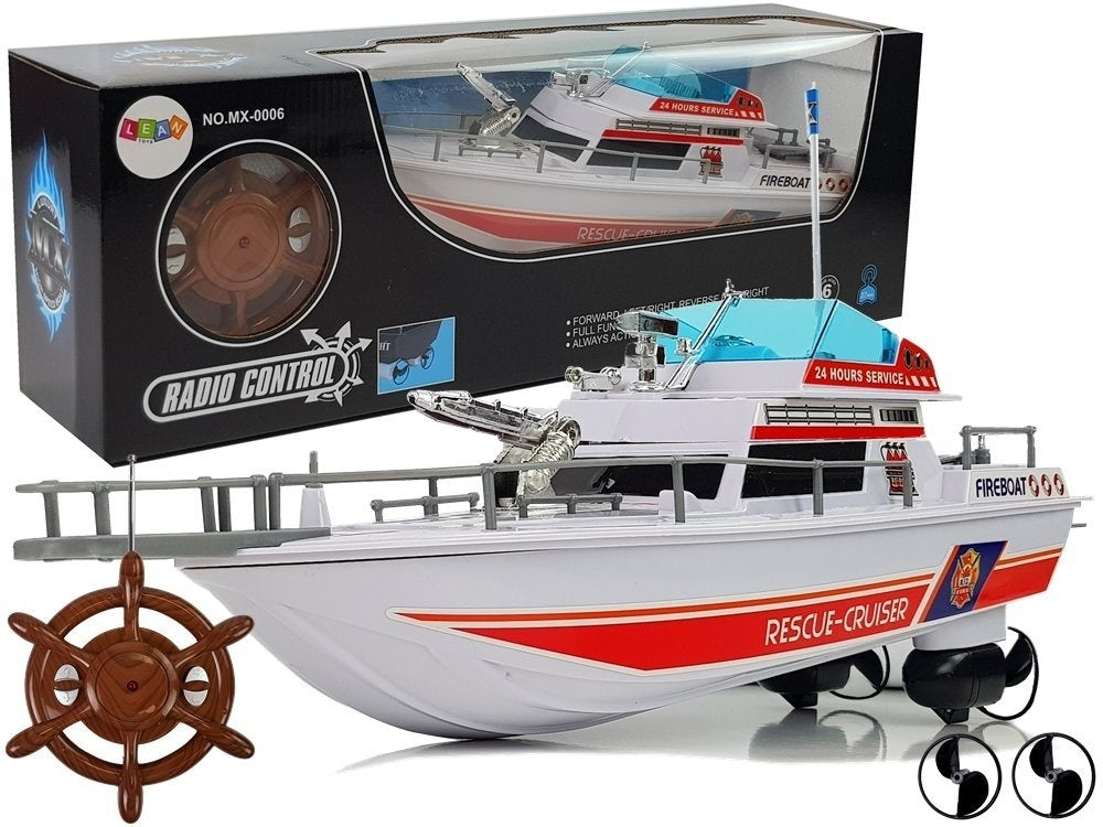 Barco RC telecomandado bombeiros 44x12x15 cm