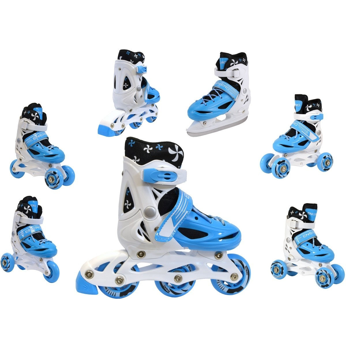 Patins em linha criança 4 em 1 tamanho 26 a 29 azul