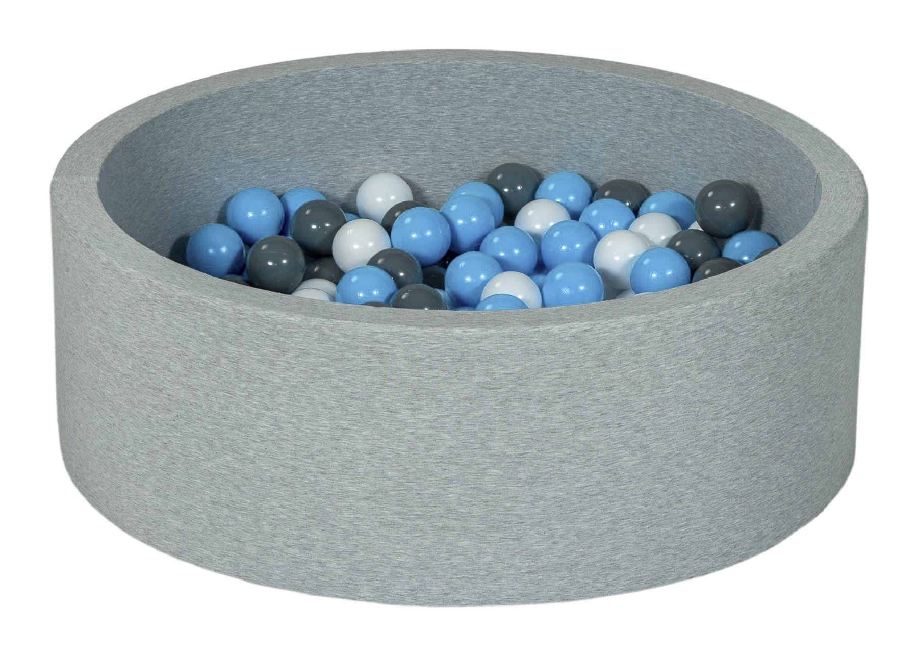 Piscina de bolas redonda 90 x 30 cm com 150 bolas branco, azul bebé e cinzento