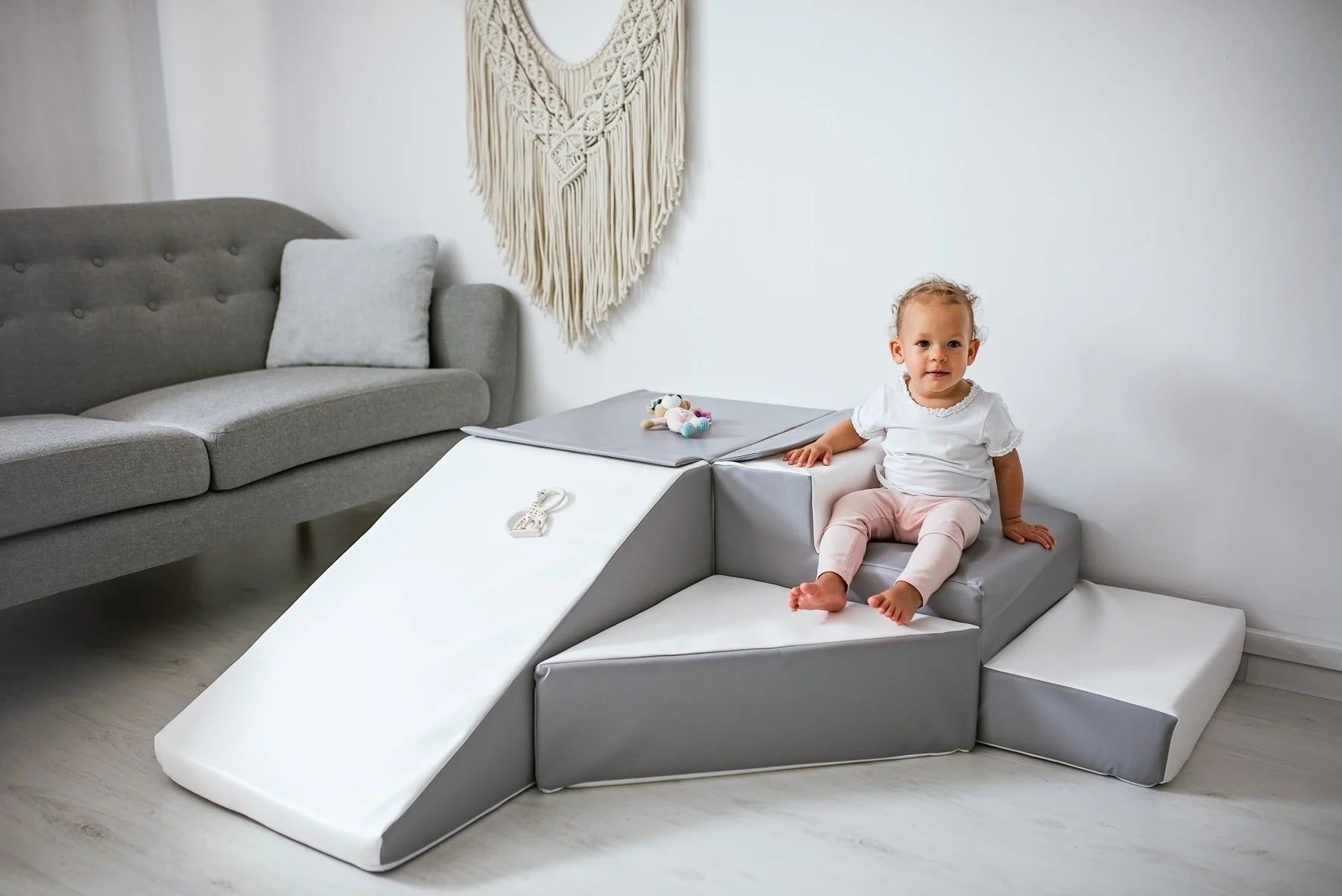 Escorrega de espuma 40 cm branco, cinzento e roxo