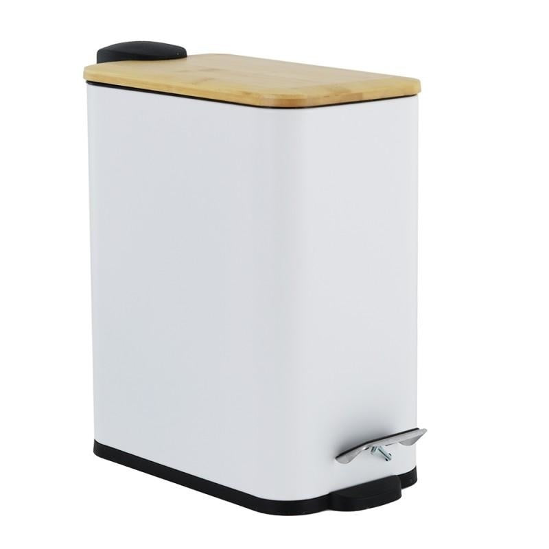 Balde com pedal 5 L em bambu branco