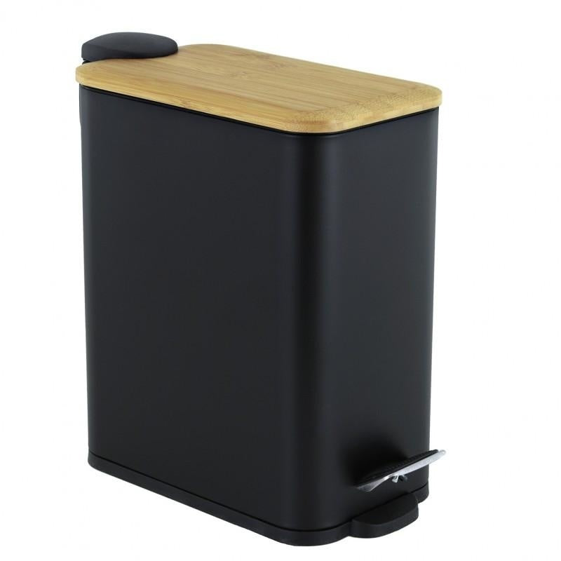 Balde com pedal 5 L em bambu preto