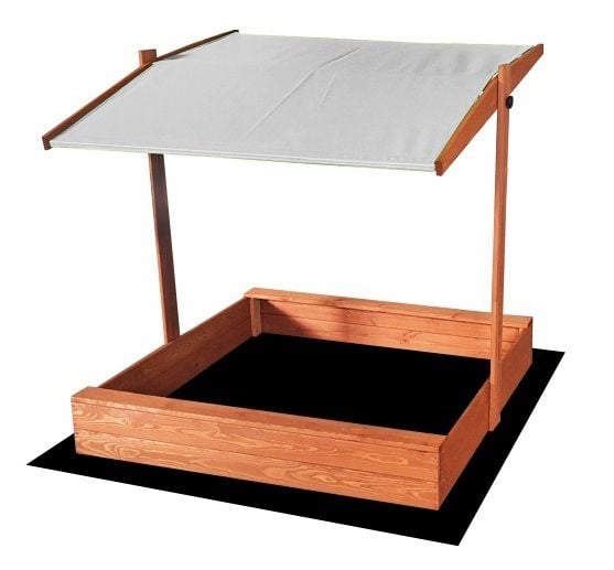 Caixa de areia 120x120 cm com tampa e cobertura cinzento