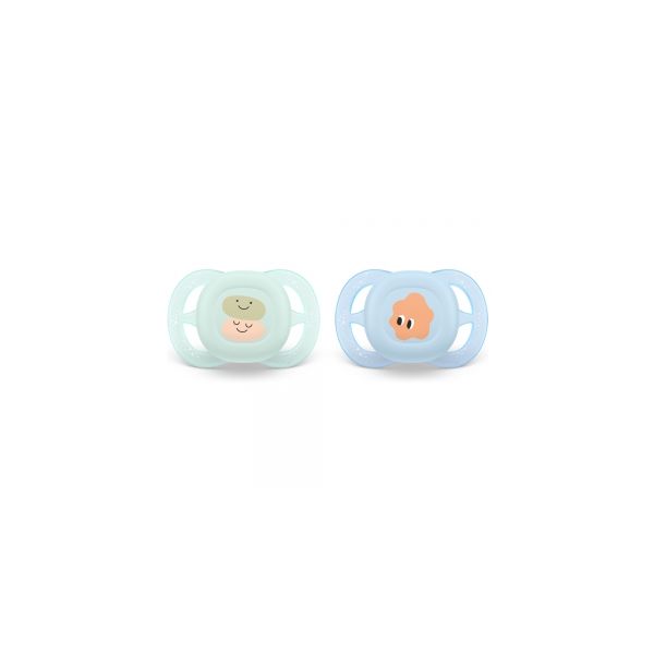Philips Avent 2 Chupetas Silicone SCF075/14 0-2M Azul e Verde