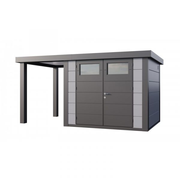 Telluria Abrigo de Jardim Metálico NH6 com Apoio Aberto Pequeno à Esquerda Cinza Claro (268 x 238) + (168 x 238) Aço Galvanizado