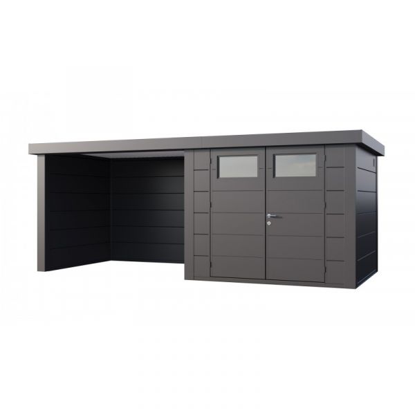 Telluria Abrigo de Jardim Metálico NH6 com Apoio à Esquerda Antracite (268 x 238) + (284 x 238) Aço Galvanizado