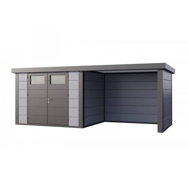 Telluria Abrigo de Jardim Metálico NH7 com Apoio à Direita Cinza Claro (298 x 238) + (284 x 238) Aço Galvanizado