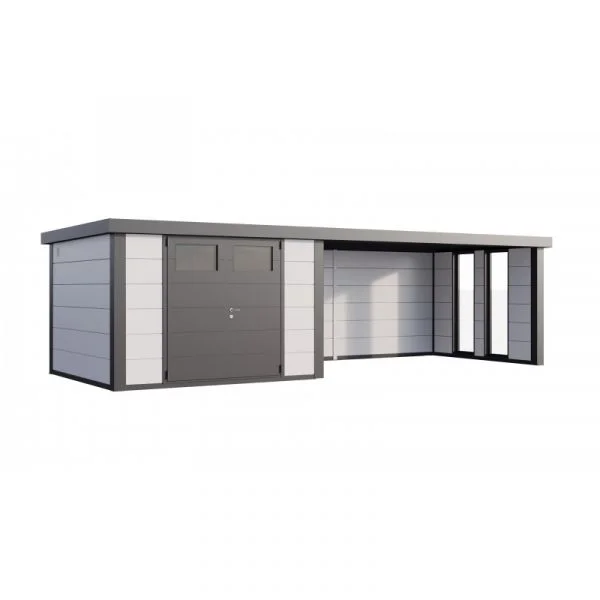 Telluria Abrigo de Jardim Metálico NH9 com Apoio Xl e Janelas à Direita Branco (328 x 298) + (464 x 298) Aço Galvanizado