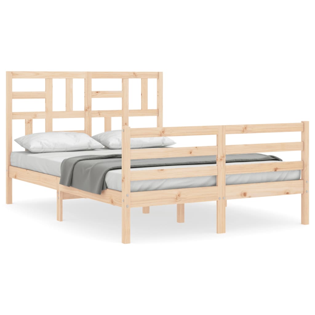 vidaXL Estrutura de cama com cabeceira 140x200 cm madeira maciça