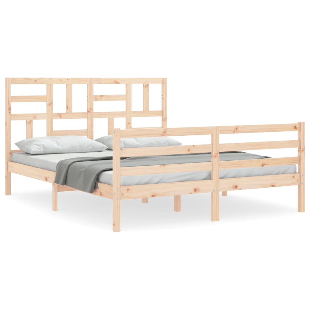 vidaXL Estrutura de cama com cabeceira 160x200 cm madeira maciça