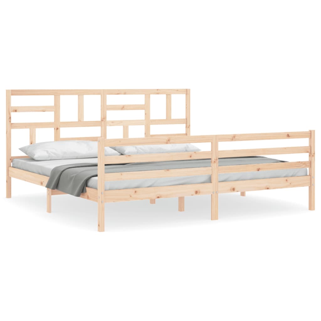vidaXL Estrutura de cama com cabeceira 200x200 cm madeira maciça