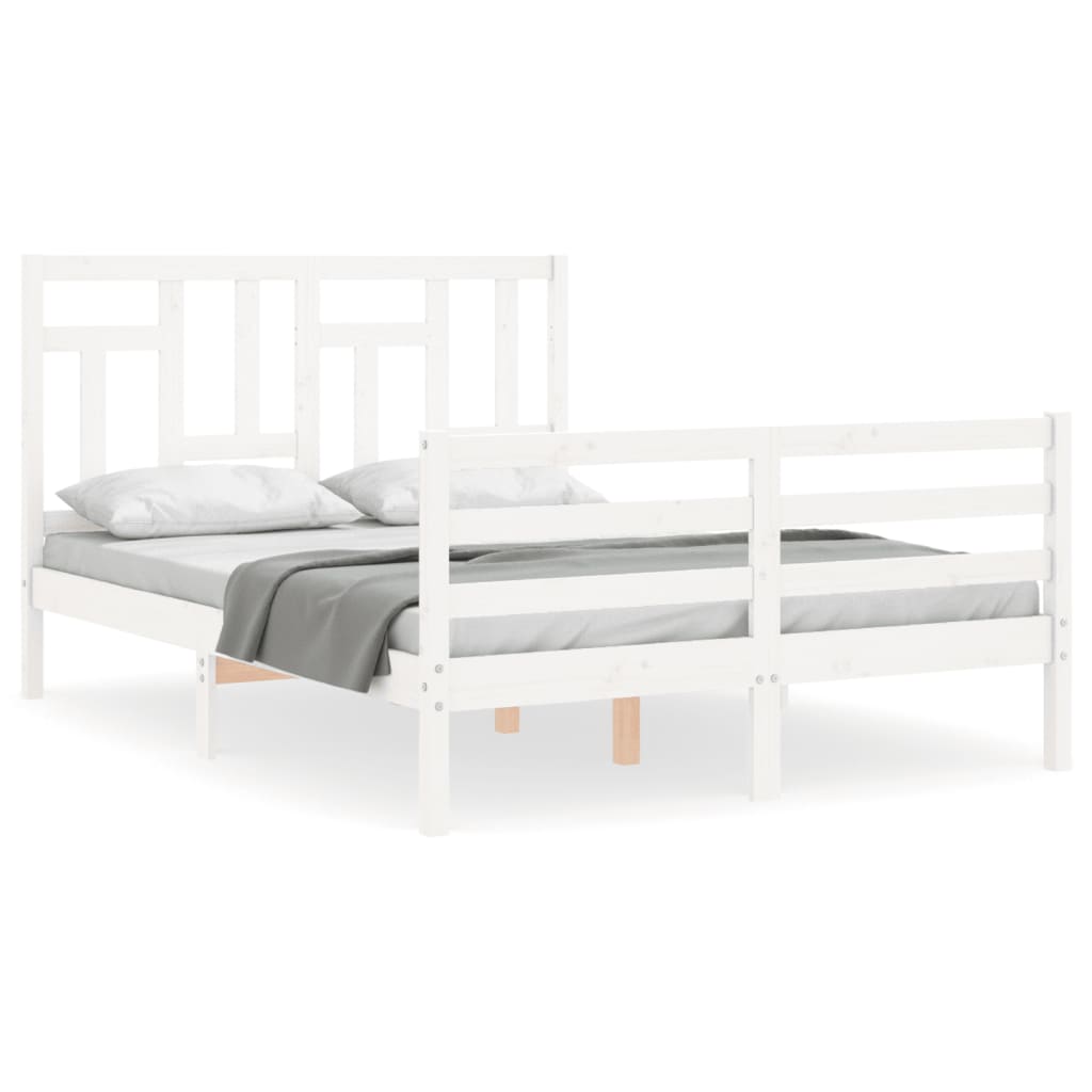 vidaXL Estrutura de cama com cabeceira 140x200cm madeira maciça branco