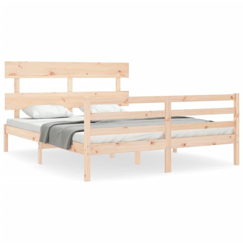vidaXL Estrutura de cama com cabeceira 160x200 cm madeira maciça