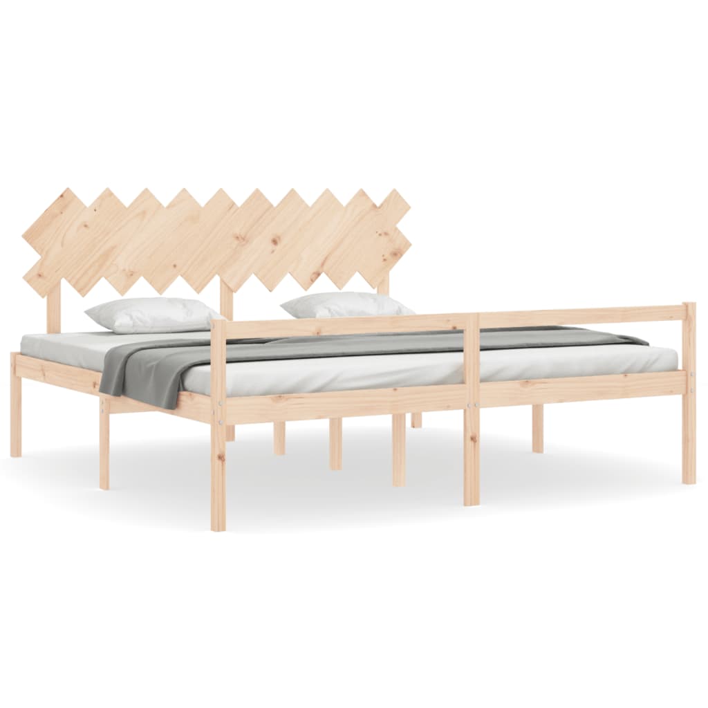 vidaXL Cama para idosos com cabeceira 200x200 cm madeira maciça