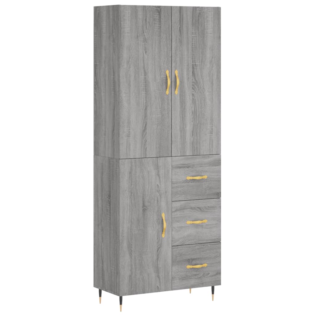 vidaXL Armário alto 69,5x34x180 cm derivados de madeira sonoma cinza