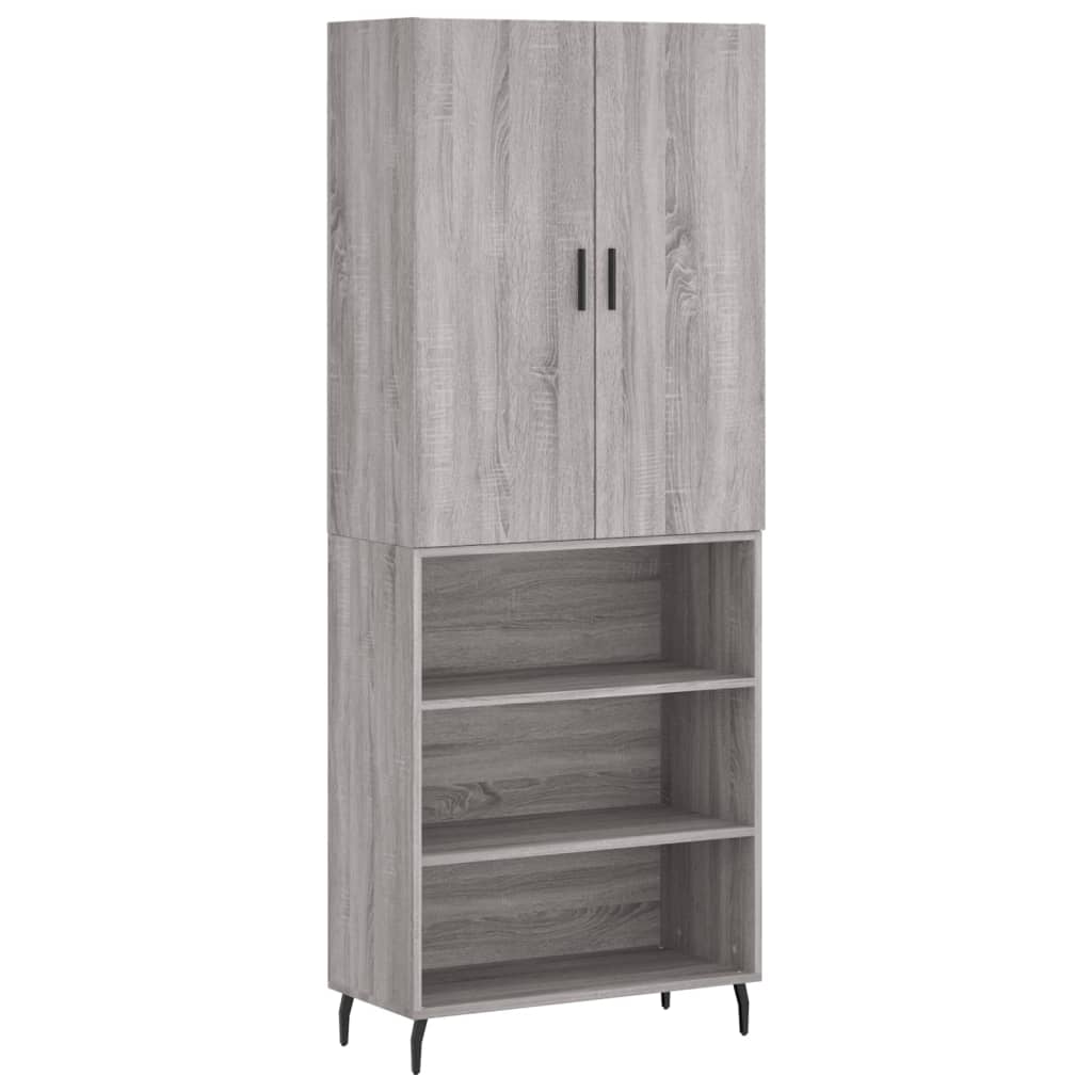 vidaXL Armário alto 69,5x34x180 cm derivados de madeira sonoma cinza