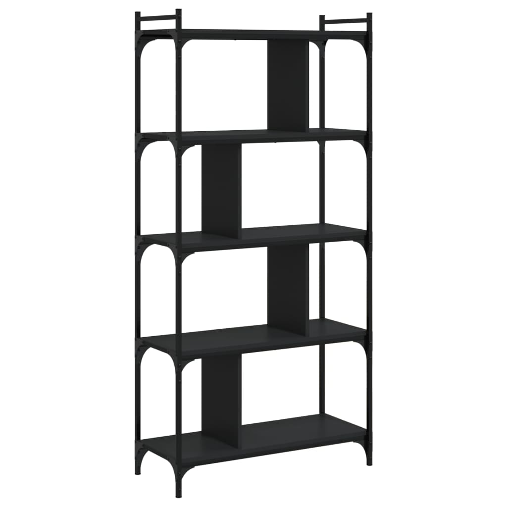 vidaXL Estante c/ 5 prateleiras 76x32x158 cm derivados madeira preto
