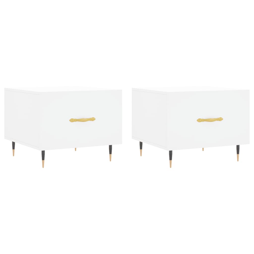 vidaXL Mesas de centro 2 pcs 50x50x40 cm madeira processada branco