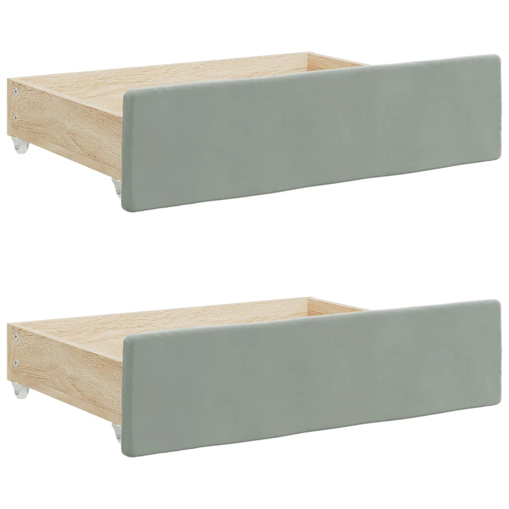 vidaXL Gavetas de cama 2 pcs derivados de madeira e veludo cinza-claro