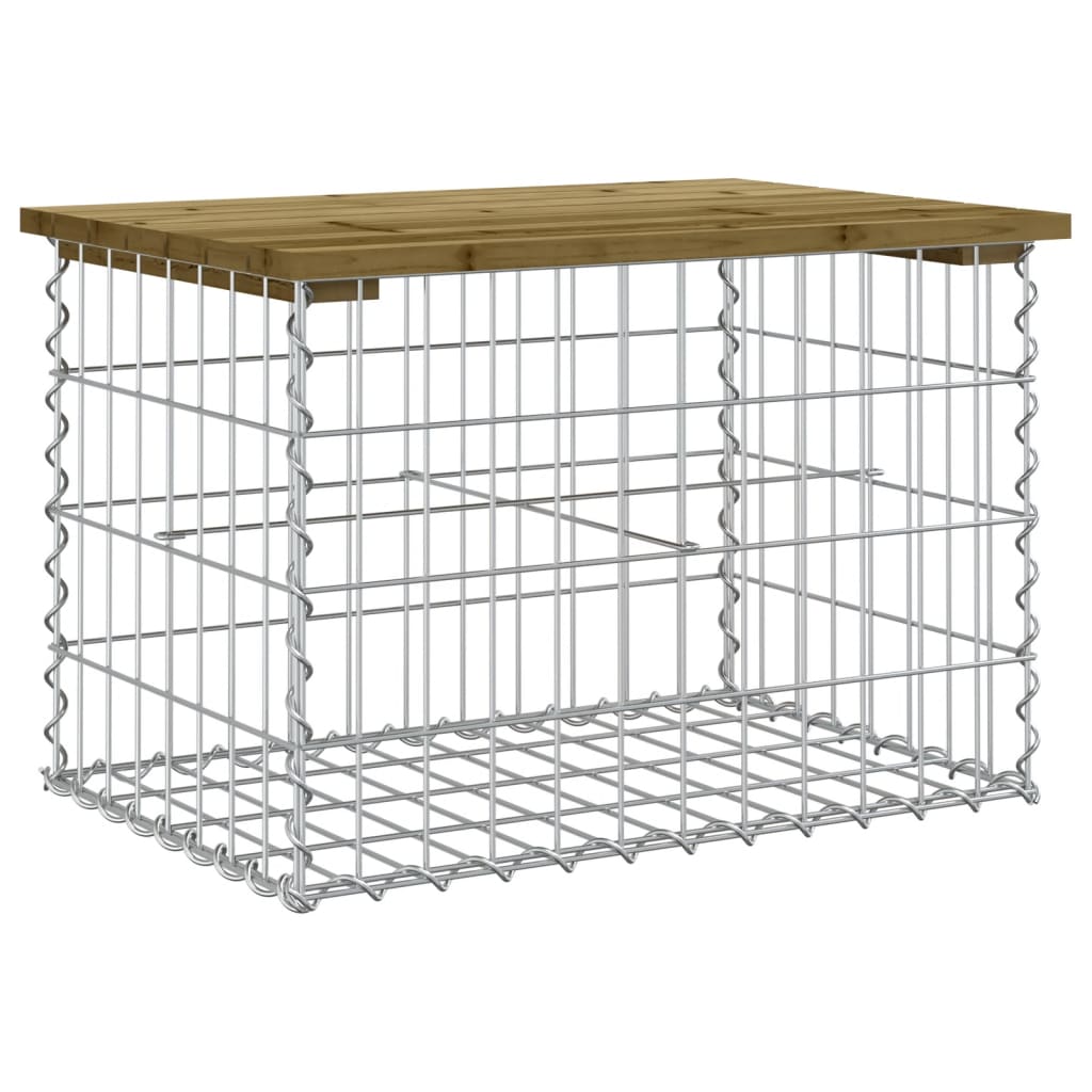 vidaXL Banco de jardim c/ design gabião 63x44x42 cm pinho impregnado
