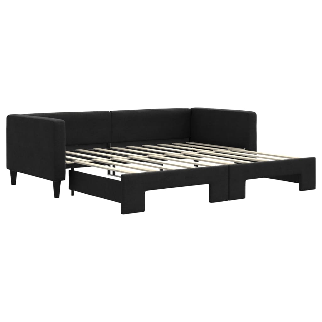 vidaXL Sofá-cama com gavetão 90x190 cm tecido preto