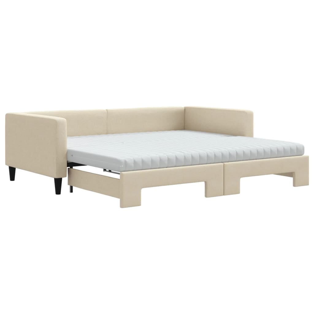 vidaXL Sofá-cama c/ gavetão e colchões 100x200 cm tecido cor creme