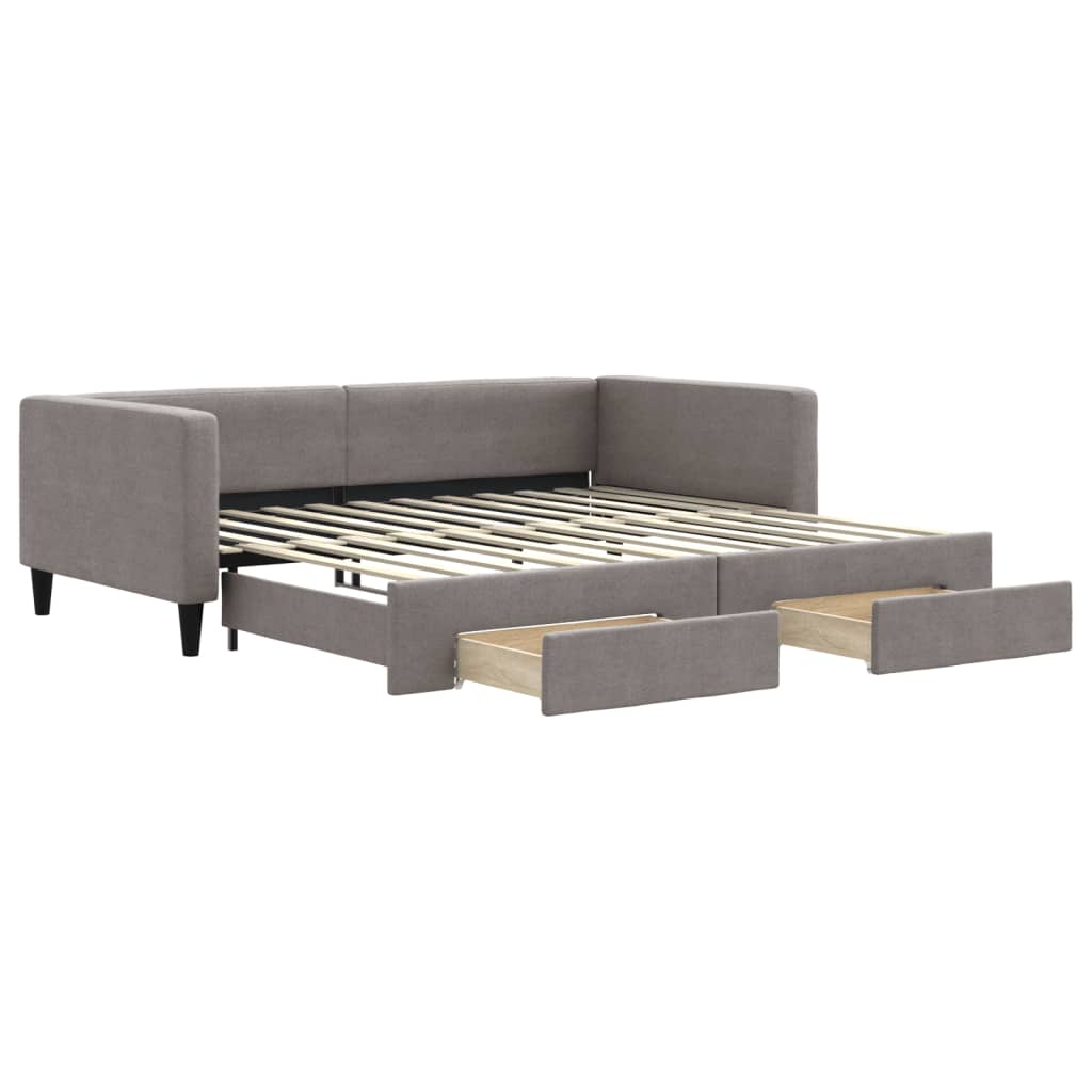 vidaXL Sofá-cama c/ gavetão/gavetas 100x200cm tecido cinza-acastanhado