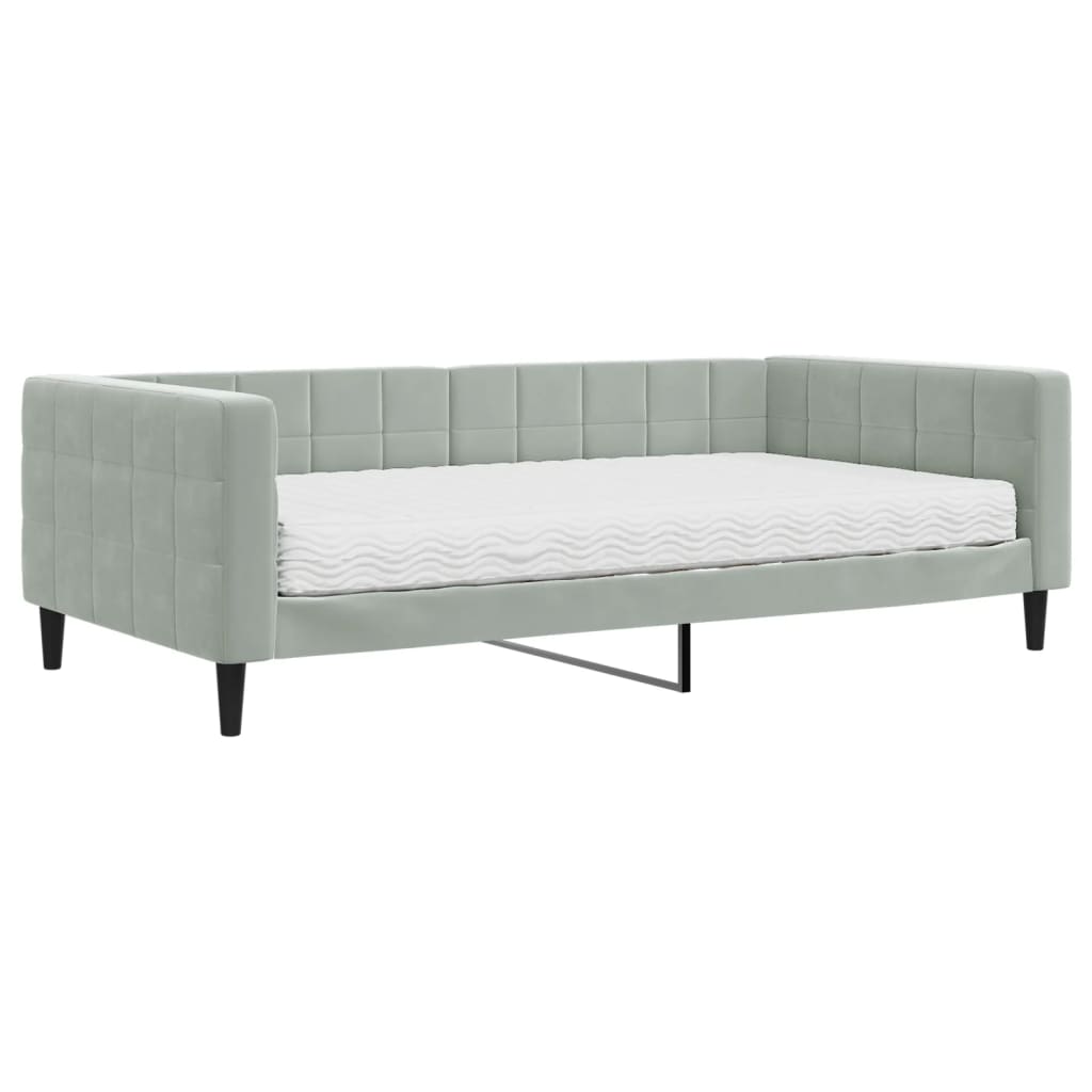 vidaXL Sofá-cama com colchão 100x200 cm veludo cinzento-claro