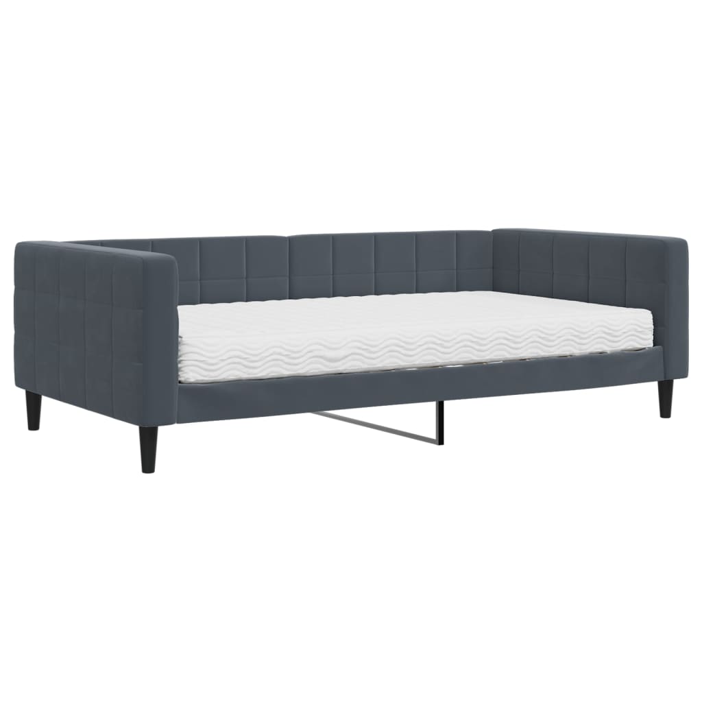 vidaXL Sofá-cama com colchão 100x200 cm veludo cinzento-escuro
