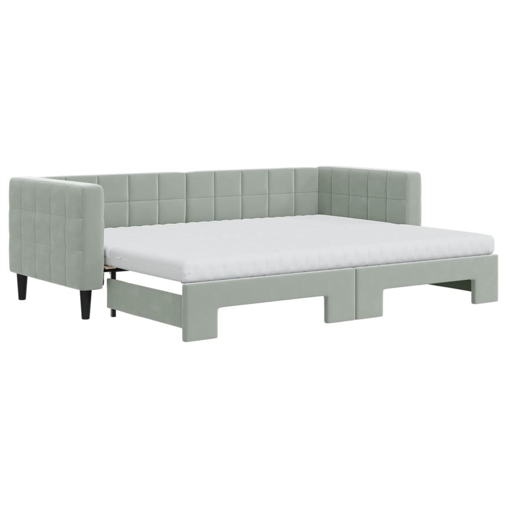 vidaXL Sofá-cama c/ gavetão e colchões 80x200 cm veludo cinzento-claro