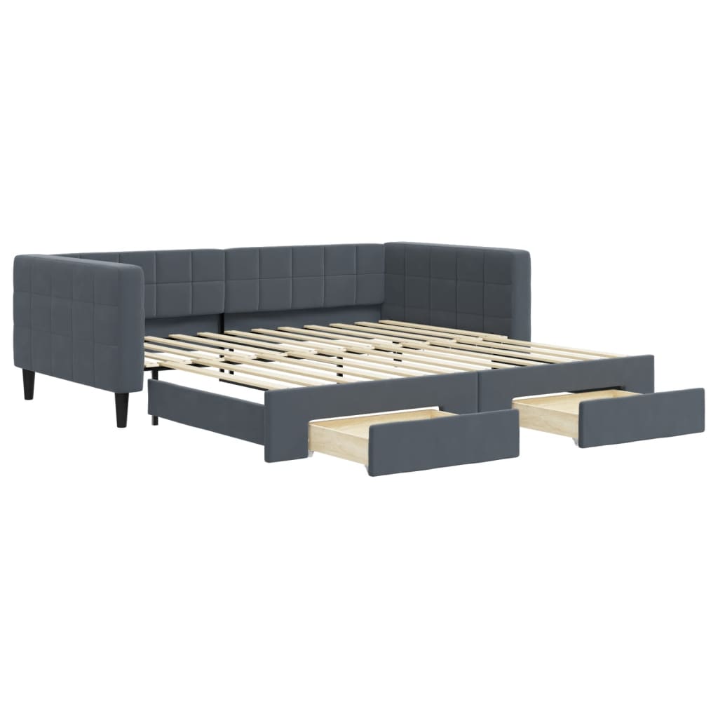 vidaXL Sofá-cama c/ gavetão e gavetas 100x200cm veludo cinzento-escuro