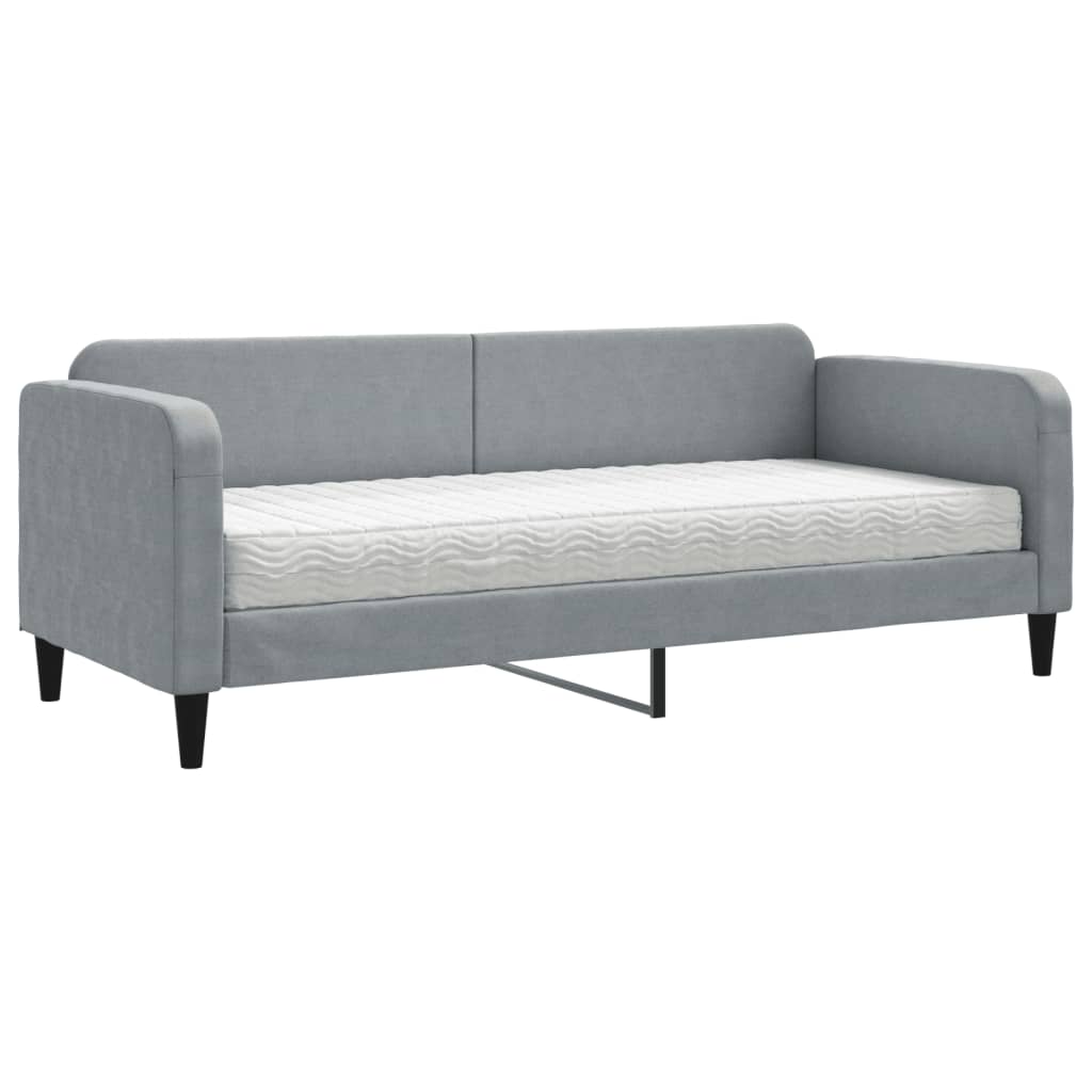vidaXL Sofá-cama com colchão 80x200 cm tecido cinzento-claro