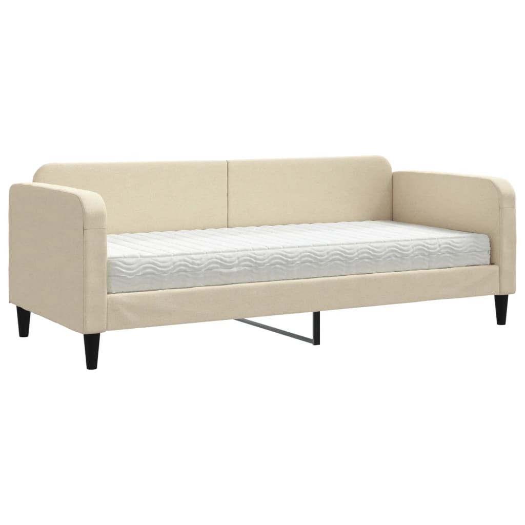vidaXL Sofá-cama com colchão 80x200 cm tecido cor creme