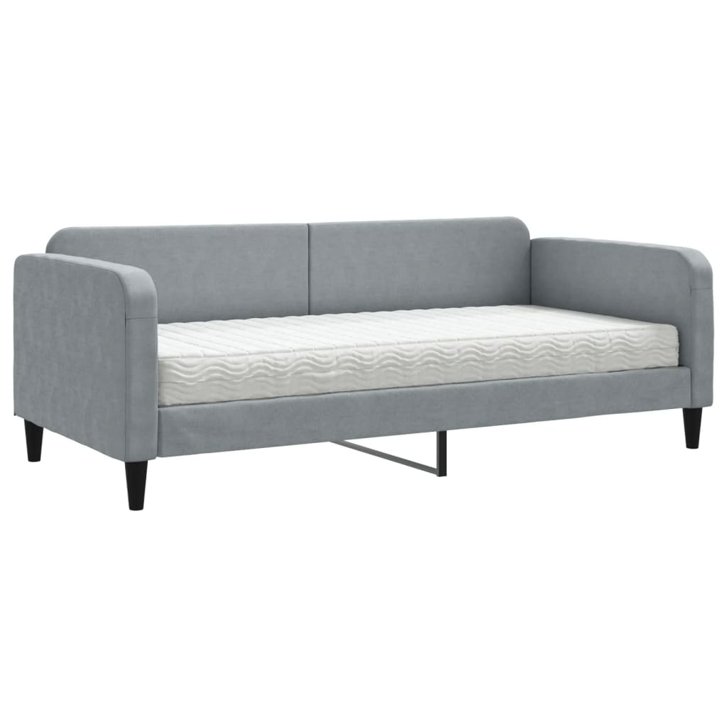 vidaXL Sofá-cama com colchão 90x200 cm tecido cinzento-claro