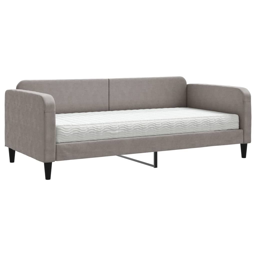 vidaXL Sofá-cama com colchão 90x200 cm tecido cinzento-acastanhado