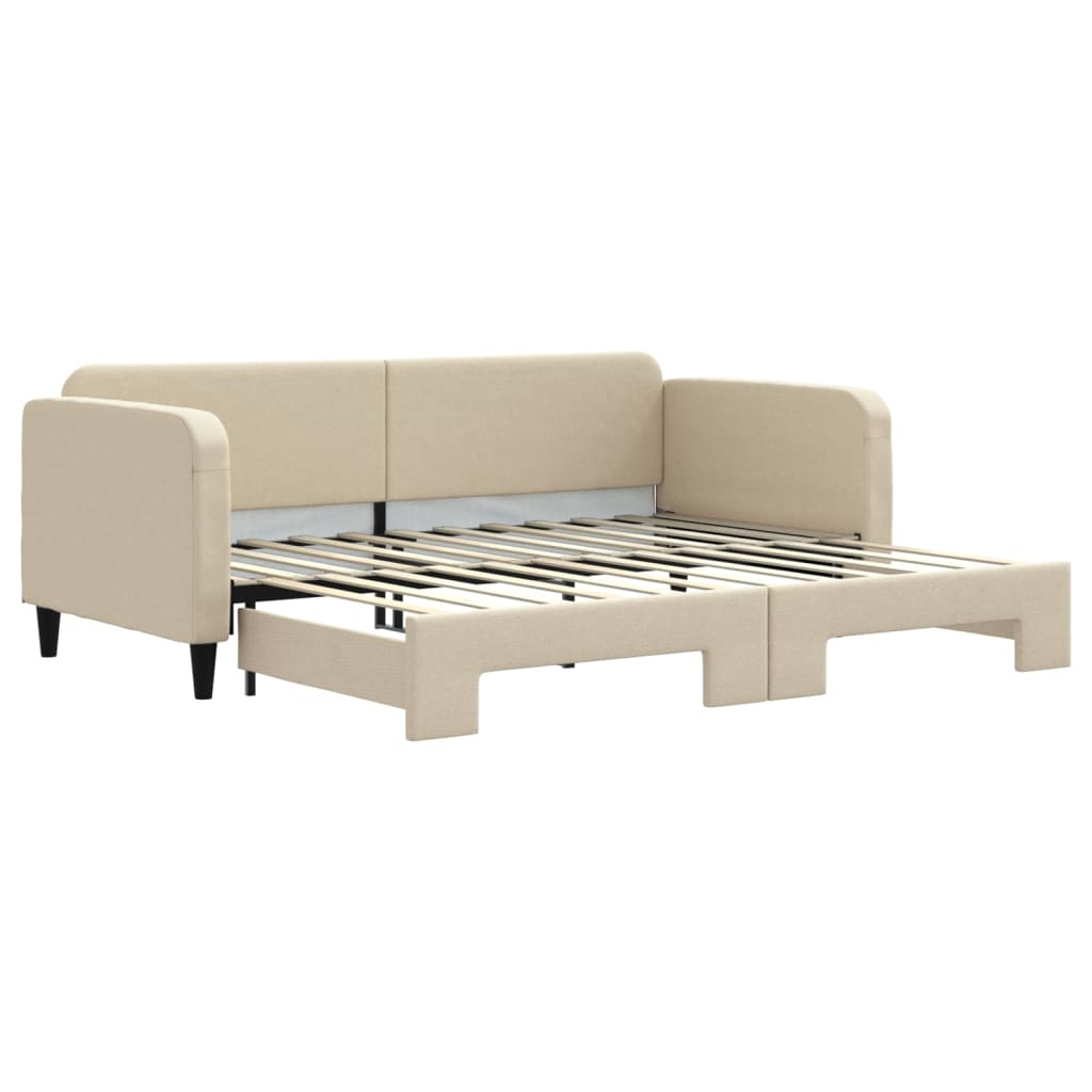 vidaXL Sofá-cama com gavetão 90x200 cm tecido cor creme