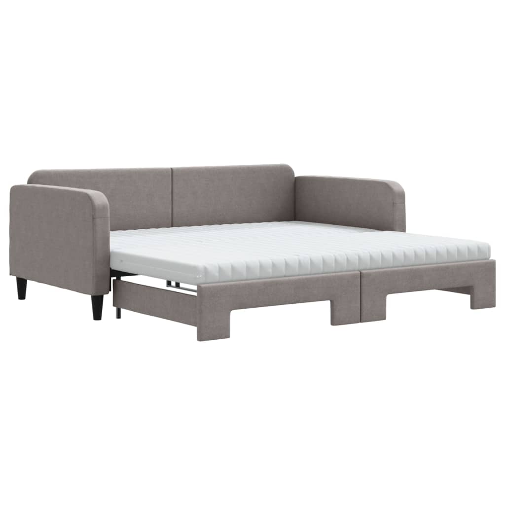 vidaXL Sofá-cama + gavetão/colchões 100x200cm tecido cinza-acastanhado