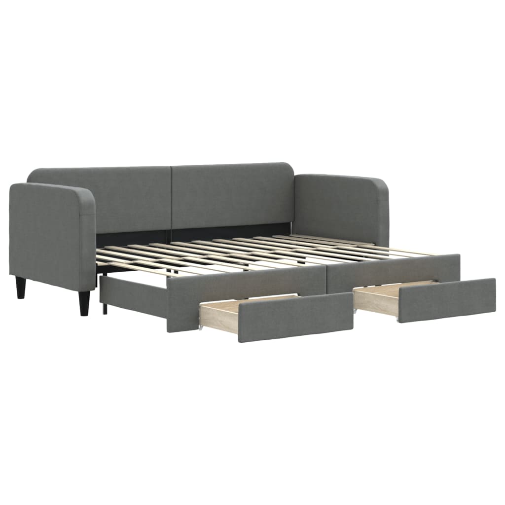 vidaXL Sofá-cama c/ gavetão e gavetas 80x200 cm tecido cinzento-escuro