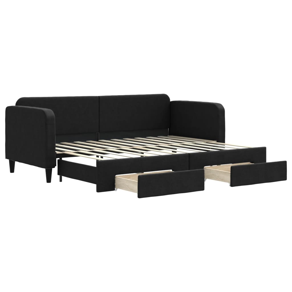 vidaXL Sofá-cama com gavetão e gavetas 80x200 cm tecido preto