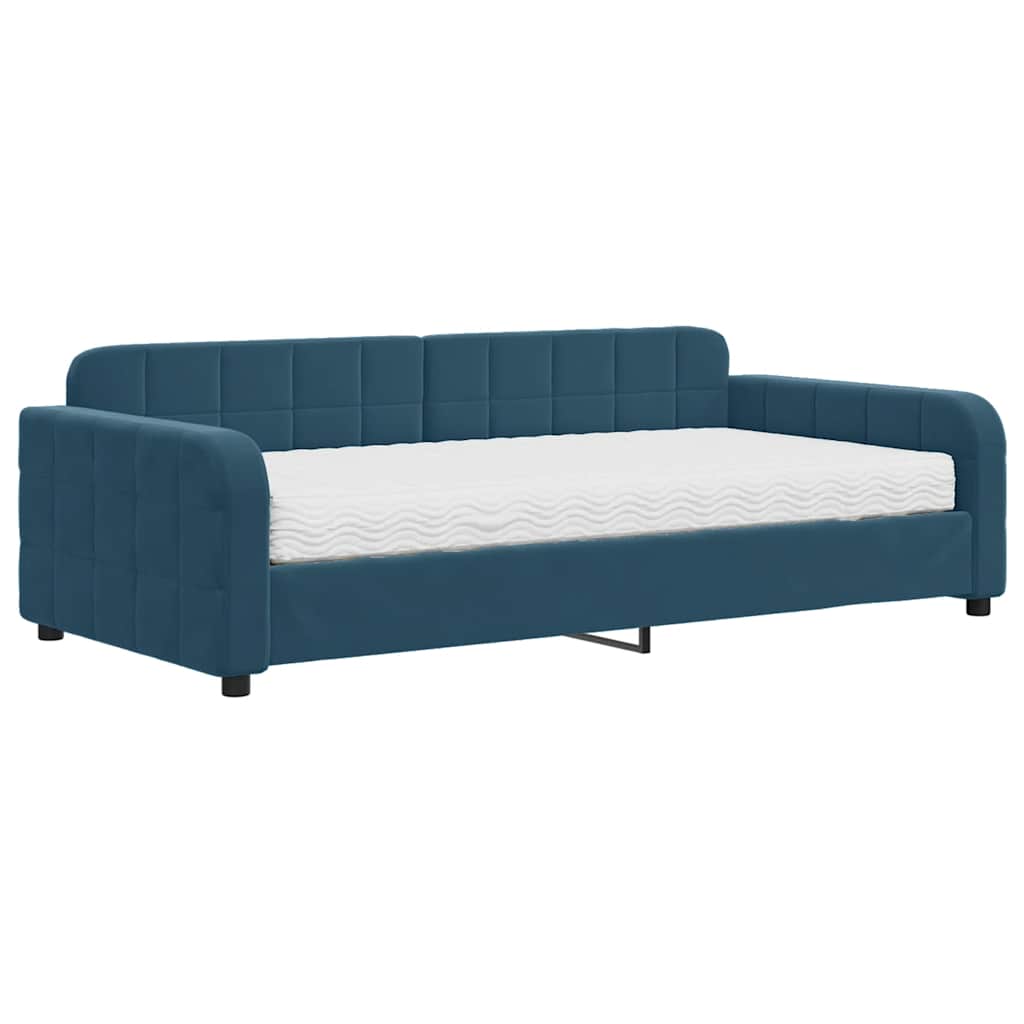 vidaXL Sofá-cama com colchão 100x200 cm veludo azul