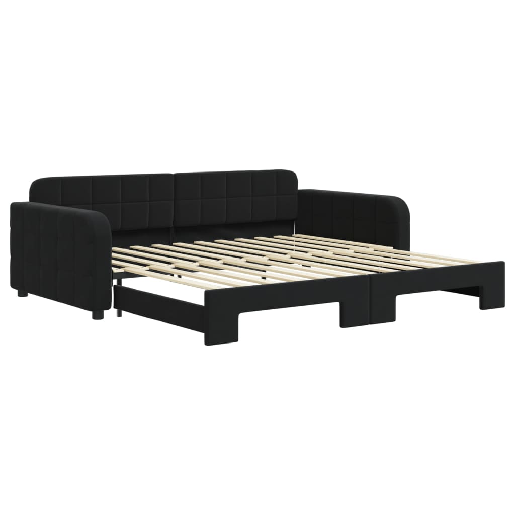vidaXL Sofá-cama com gavetão 100x200 cm veludo preto